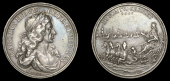XIII: Medals of Charles II by Simon, Dominion of the Sea, 1665, a struck silver medal by T. Simon, laureate and...