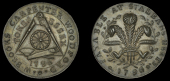 Essex, Woodford, William Brooks, Denton’s mule Halfpenny, 1796, compasses, wheel, saw and axe, rev. Prince of...