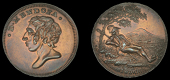 Unlocalised issues, Spence’s mule Halfpenny, bust of Daniel Mendoza left, rev. shepherd, edge spence dealer in...