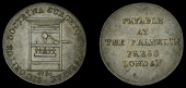 London, Lincoln’s Inn Fields, Franklin Press, Halfpenny, 1794, printing press, rev. legend, edge plain, 7.76g/6h...