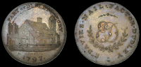 Worcestershire, Dudley, Edward Davies, Skidmore’s Penny, 1797, view of a restored portion of Dudley Priory, rev....