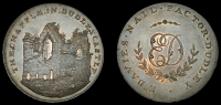 Worcestershire, Dudley, Edward Davies, Skidmore’s Penny, view of the ruined chapel of Dudley Castle, rev. from the...