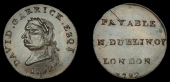 Co Dublin, Dublin, Denton’s Farthing, 1792, bust of David Garrick left, rev. payable in london or dublin above...