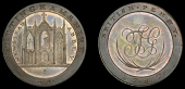 Nottinghamshire, Ravenshead, Skidmore’s Penny, 1797, frontal elevation of Newstead Abbey, rev. Thomas Gorton’s...