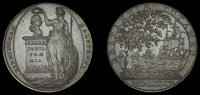 Warwickshire, Birmingham, John Clarke, Halfpenny, 1795, Britannia crowning bust of George III with laurel wreath,...