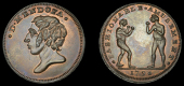 Unlocalised issues, Spence’s mule Halfpenny, bust of Daniel Mendoza, rev. boxers, edge spence dealer in coins...