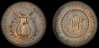 Worcestershire, County series, Skidmore’s Penny, dove on lyre between olive branches, rev. ms cypher, edge i...
