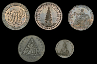 Warwickshire, Birmingham, William Lutwyche, Halfpenny, 14.53g/6h (DH 219), Farthing, 4.79g/6h (DH 482); James...