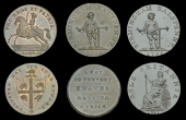 Warwickshire, Birmingham, Kempson’s mule Halfpence (3), boy with press (2), revs. Britannia seated, 9.07g/6h (DH...