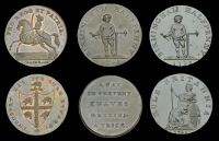Warwickshire, Birmingham, Kempson’s mule Halfpence (3), boy with press (2), revs. Britannia seated, 9.07g/6h (DH...