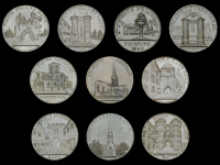 Warwickshire, Coventry, Kempson’s Churches, Halfpence (5), Cathedral, 13.11g/6h (DH 256), Grey Friars Steeple,...