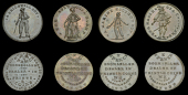 Unlocalised issues, Spence’s mule Halfpence (4), t spence bookseller, etc, revs. Marine Society boy, 12.02g/5h (DH...