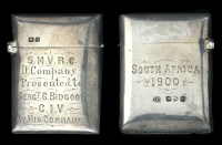 A Boer War Presentation Vesta Case.
A silver vesta case, 47mm x 36mm, by Colen, Cheshire, hallmarks for Chester...