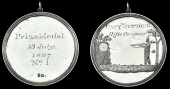 Captain Sutton’s Rifle Company, a large circular silver medal, 69mm., with engraved design of a rifleman at target...