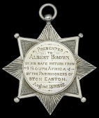 Ston Easton Tribute Medal 1902, silver, 56x58mm. excluding loose ring, on a circular disc superimposed on an...