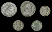 Roman Imperial Coinage, Constantine I, Folles (3), Lugdunum, 321, laureate and cuirassed bust right, rev. altar...