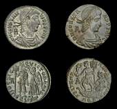 Roman Imperial Coinage, Constans, Centenionalis, Aquilea, 1st officina, 348-50, pearl-diademed and cuirassed bust...