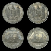 H.M.S. New Zealand Medal 1913 (2), Arms of Aukland, ‘The Dominion of New Zealand’, reverse: the battlecruiser...