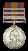 Queen’s South Africa 1899-1902, 3 clasps, Tugela Heights, Relief of Ladysmith, Cape Colony, unofficial rivets...