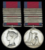 Military General Service 1793-1814, 7 clasps, Albuhera, Vittoria, Pyrenees, Nivelle, Nive, Orthes, Toulouse (William...