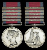 Military General Service 1793-1814, 5 clasps, Vittoria, Pyrenees, Nivelle, Nive, Orthes (P. Aubin, Ensn. 57th Foot.)...