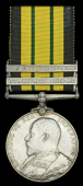Africa General Service 1902-56, 2 clasps, Somaliland 1902-04, Jidballi (5779 Pte. W. Butt. 2/Middx. Regt.) edge...