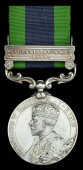 India General Service 1908-35, 1 clasp, Afghanistan N.W.F. 1919 (290525 A. Sjt. J. H. Laverty. Middx. R.) number and...