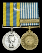 Pair: Private R. J. Butfoy, Middlesex Regiment

Korea 1950-53, 1st issue (22323714 Pte. R. J. Butfoy. Mx.); U.N....