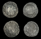 Elizabeth I (1558-1603), Third issue, Threehalfpence (2), both 1561, mm. pheon, bust 3G, medium flan, small rose,...