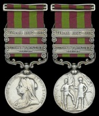 India General Service 1895-1902, 2 clasps, Punjab Frontier 1897-98, Tirah 1897-98 (2093 Sergt. G. Austin 2d Bn....