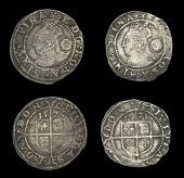 Elizabeth I (1558-1603), Fourth issue, Threehalfpence (2), both 1573, mm. eglantine (first over acorn on rev.), bust...