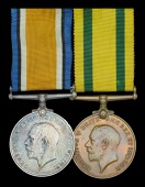 Pair: Private T. H. Chambers, Middlesex Regiment

British War Medal 1914-20 (1327 Pte. T. H. Chambers. Midd’x...