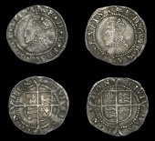 Elizabeth I (1558-1603), Second issue, Pennies (2), both mm. martlet, bust 1H, beaded inner circles, large shield,...
