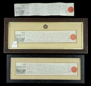 Freedom of the City of London Parchment Certificates and Invitations.
Three parchment certificates named to...