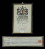 The Freedom of the City of London parchment certificate and Great War Memorial Scroll awarded to Private D. W....