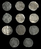 Elizabeth I (1558-1603), Sixth and Seventh issue, Halfpence (12), no mm., 0.24g/11h, mm. A, 0.27g/1h, mm. escallop,...