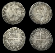 Elizabeth I (1558-1603), Seventh issue, Sixpences (2), both 1601 (first over 159[–]), mm. 1, bust 6C, read elizab...