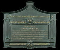 City of London Imperial Volunteers Memorial Tablet, commemorating Private E. L. York, 21st Middlesex Rifle Volunteer...