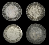 Elizabeth I (1558-1603), Sixth issue, Sixpences (4), all 1584, mm. A (over bell on obv.), 3.11g/11h, mm. A,...