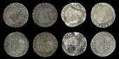 Elizabeth I (1558-1603), Sixth issue, Sixpences (4), 1582, mm. bell, 2.87g/4h, 1583 (3), all mm. bell, 2.92g/5h,...
