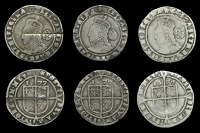 Elizabeth I (1558-1603), Fourth issue, Sixpences (3), all 1577/6, mm. eglantine, bust 5A, read elizabeth d g ang fr...