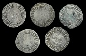 Elizabeth I (1558-1603), Third issue, Sixpences (5), all 1565, mm. rose, bust 1F, reads elizabeth d g ang fr et hib...