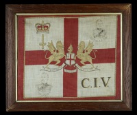 City of London Imperial Volunteers Flags.
Two silk C.I.V. flags, the red Cross of St. George on a white background,...