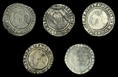 Elizabeth I (1558-1603), Third issue, Sixpences (5), all 1567, mm. coronet, bust 4B, read elizabeth d g ang fr et hi...