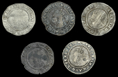 Elizabeth I (1558-1603), Third issue, Sixpences (5), 1568/7 (8 inverted) (2), 2.98g/9h, 2.81g/11h, 1568 (3),...