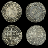 Elizabeth I (1558-1603), Third issue, Sixpences (2), both 1569, mm. coronet, bust 4B, reads elizabeth d g ang fr et...