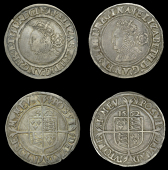 Elizabeth I (1558-1603), Third issue, Sixpences (2), both 1562, mm. pheon, bust 1F, normal flan, plain rose, reads...