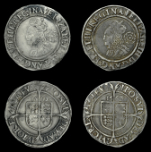 Elizabeth I (1558-1603), Third issue, Sixpences (2), both 1563/2, mm. pheon, bust 1F, normal flan, Tudor rose, read...