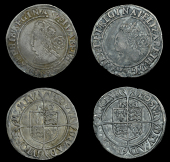 Elizabeth I (1558-1603), Third issue, Sixpences (2), both 1563/2, mm. pheon, bust 1F, normal flan, Tudor rose, reads...