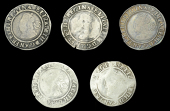 Elizabeth I (1558-1603), Third issue, Sixpences (5), all 1563/2, mm. pheon, bust 1F, normal flan, plain rose, read...